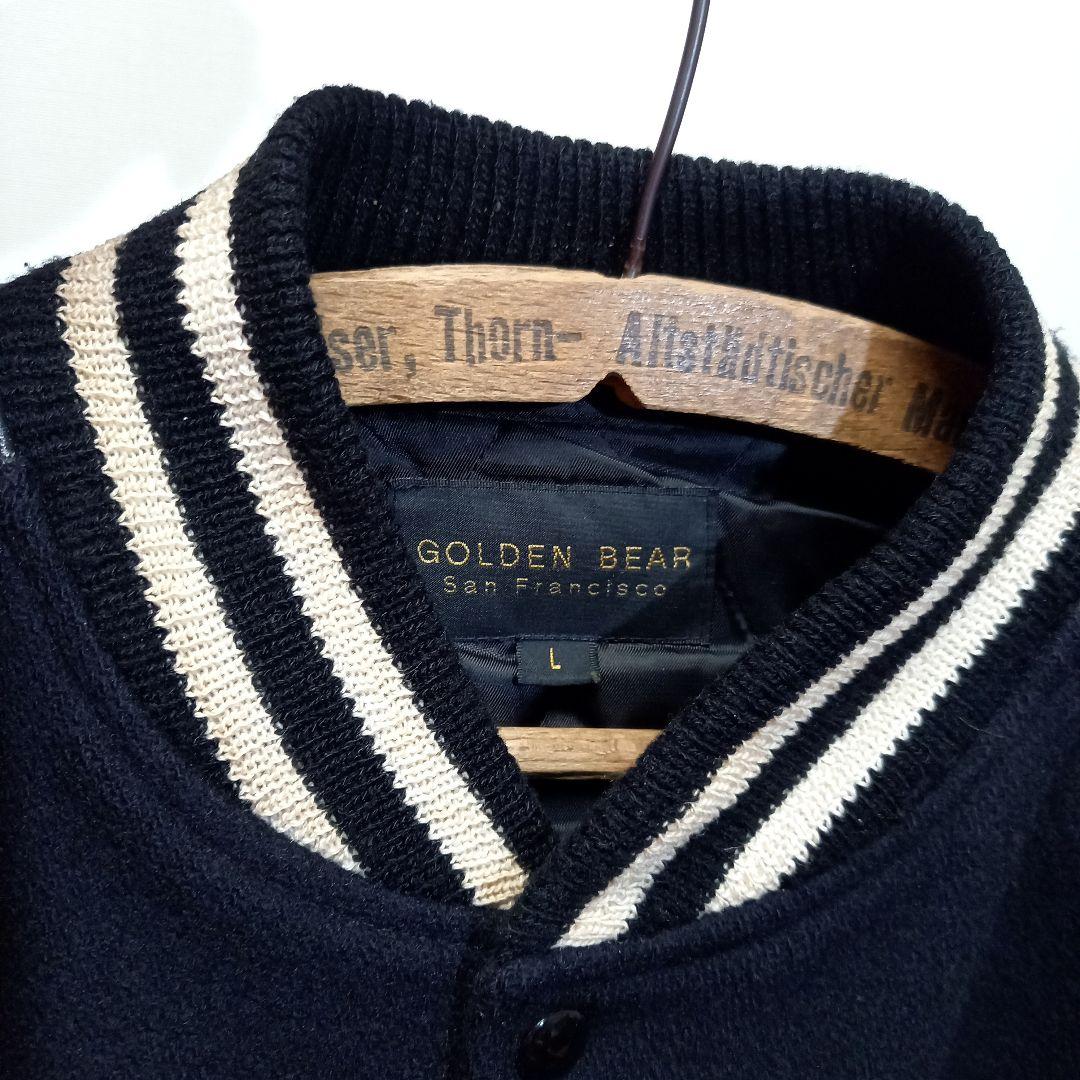 黒！USA製 GOLDEN BEAR 袖レザー スタジャン アワードジャケット