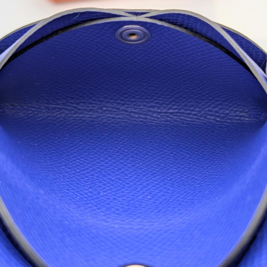 極美品 エルメス カルヴィ デュオ エプソン ケース U刻印 ブルー系