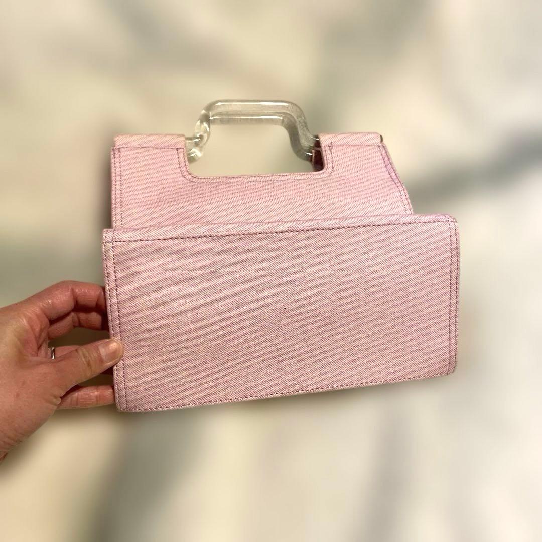 極希少❗️レア　courrèges クリアハンドル　ハンドバッグ　ピンク　ミニ