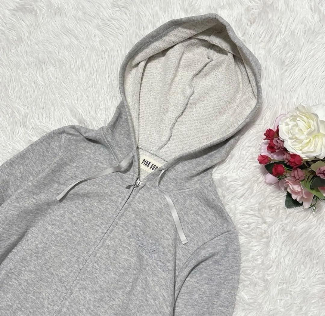 ピンクハウス　裾フリル　チュニックパーカー フード ペプラムパーカー　F