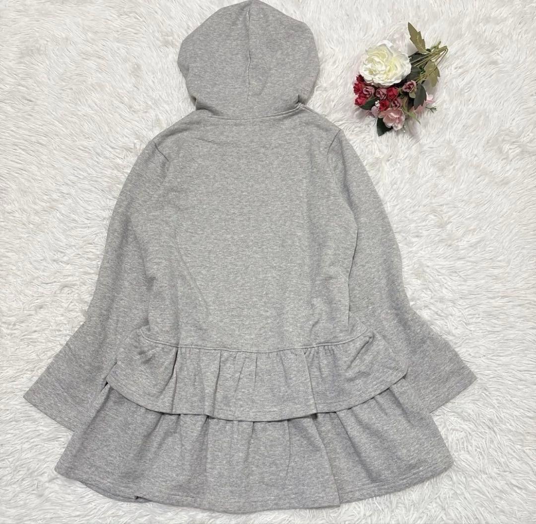 ピンクハウス　裾フリル　チュニックパーカー フード ペプラムパーカー　F