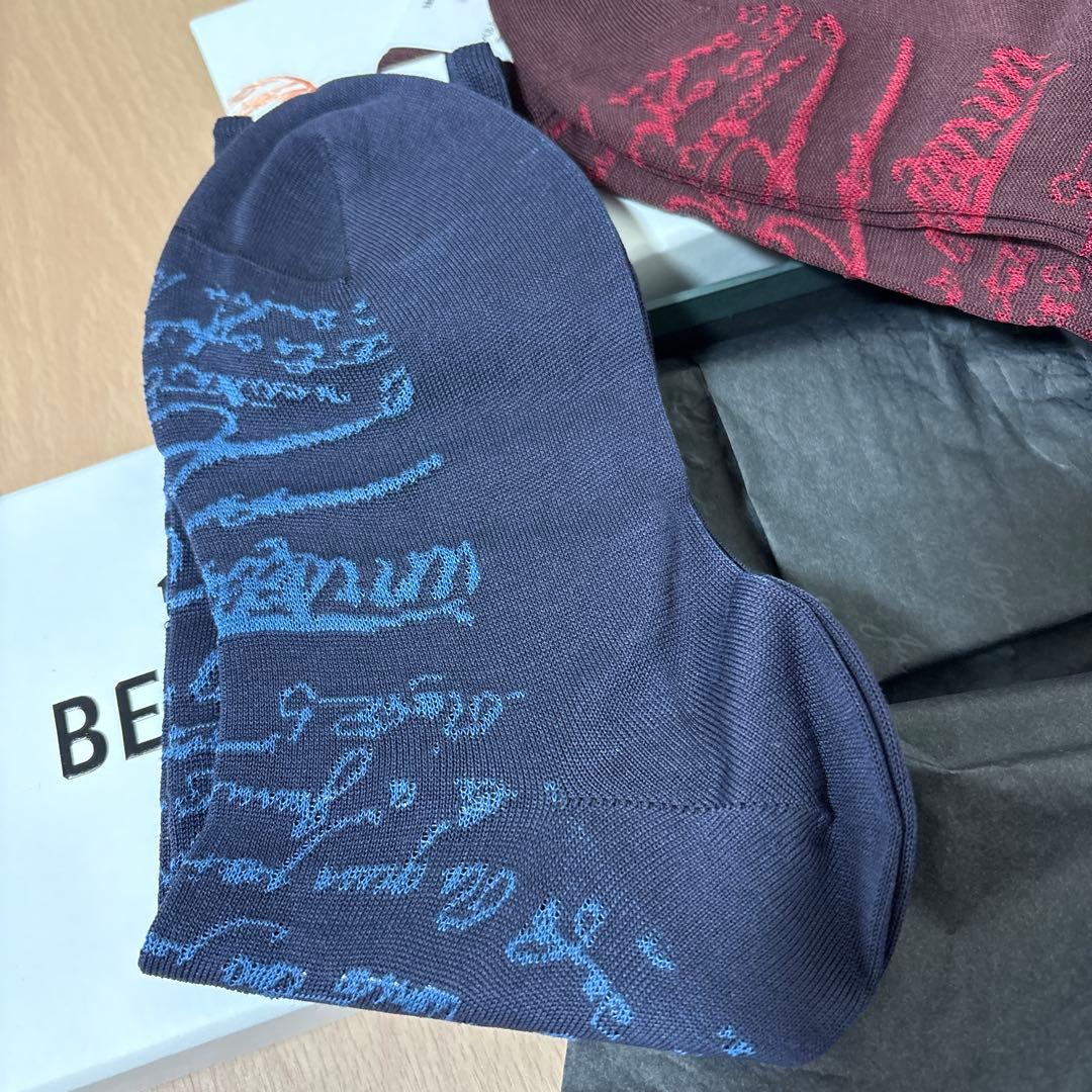 BERLUTI ソックス２足セット ネイビー ボルドー