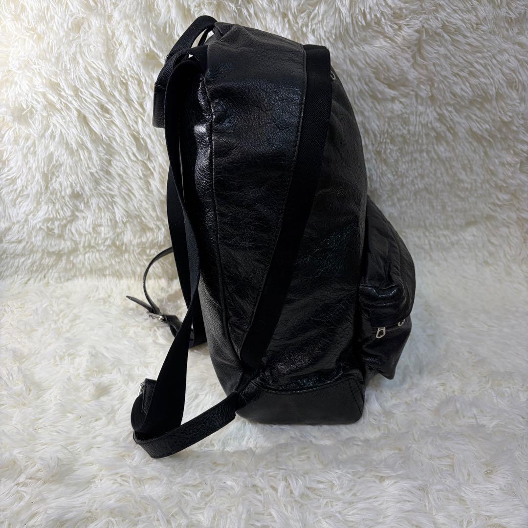 【✨美品✨】バレンシアガ オールレザー ロゴ バックパック ブラック