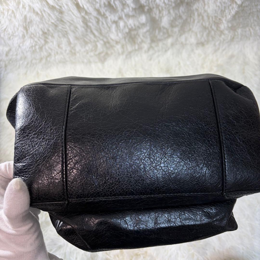 【✨美品✨】バレンシアガ オールレザー ロゴ バックパック ブラック