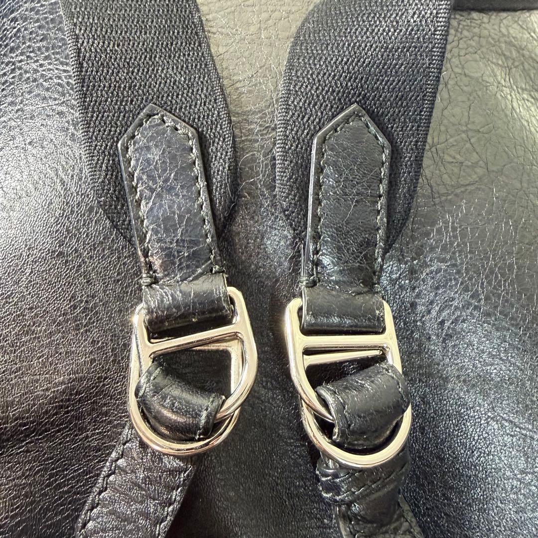 【✨美品✨】バレンシアガ オールレザー ロゴ バックパック ブラック