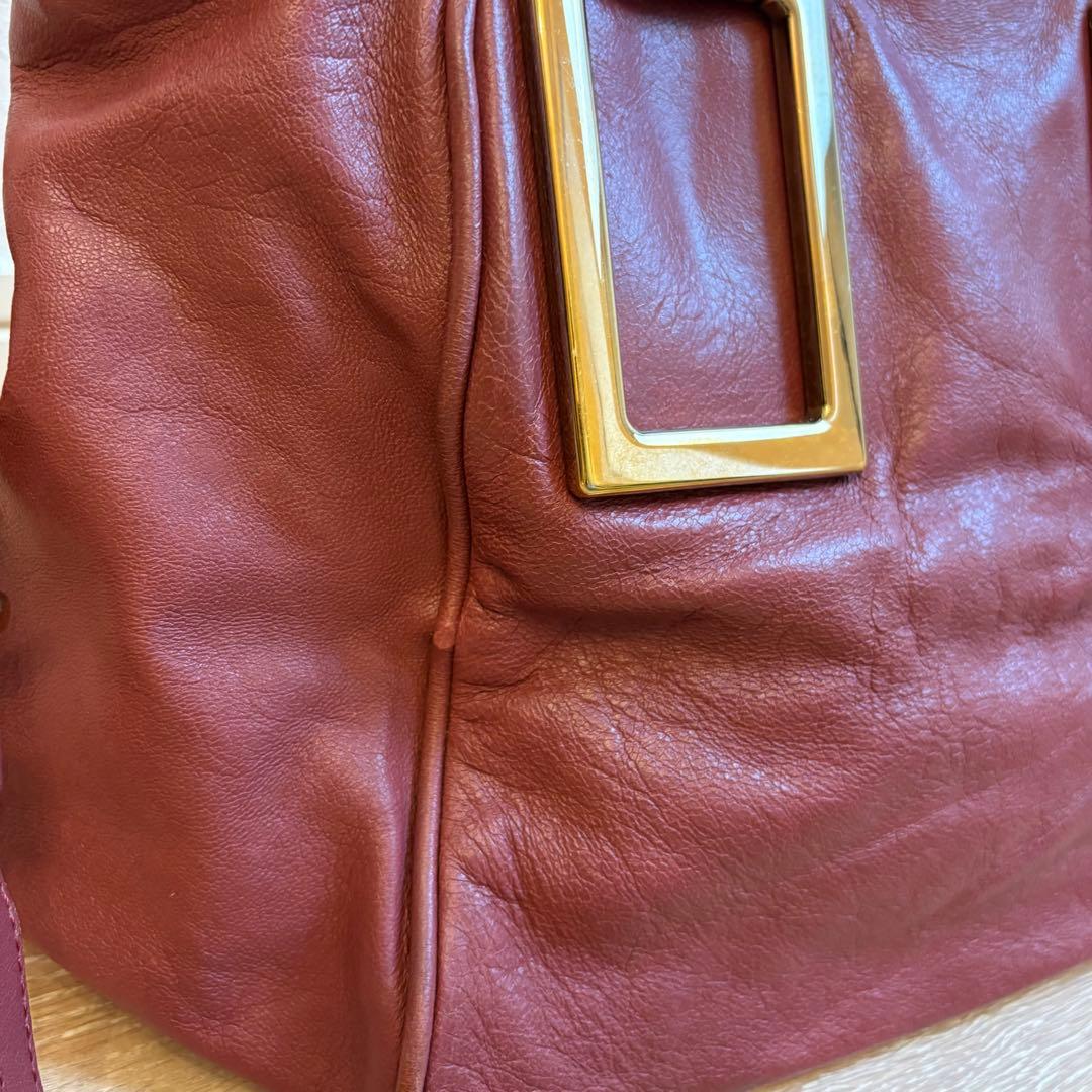 Chloe エテル ハンドバッグ レザー 赤 ボルドー ショルダー 容量大きめ