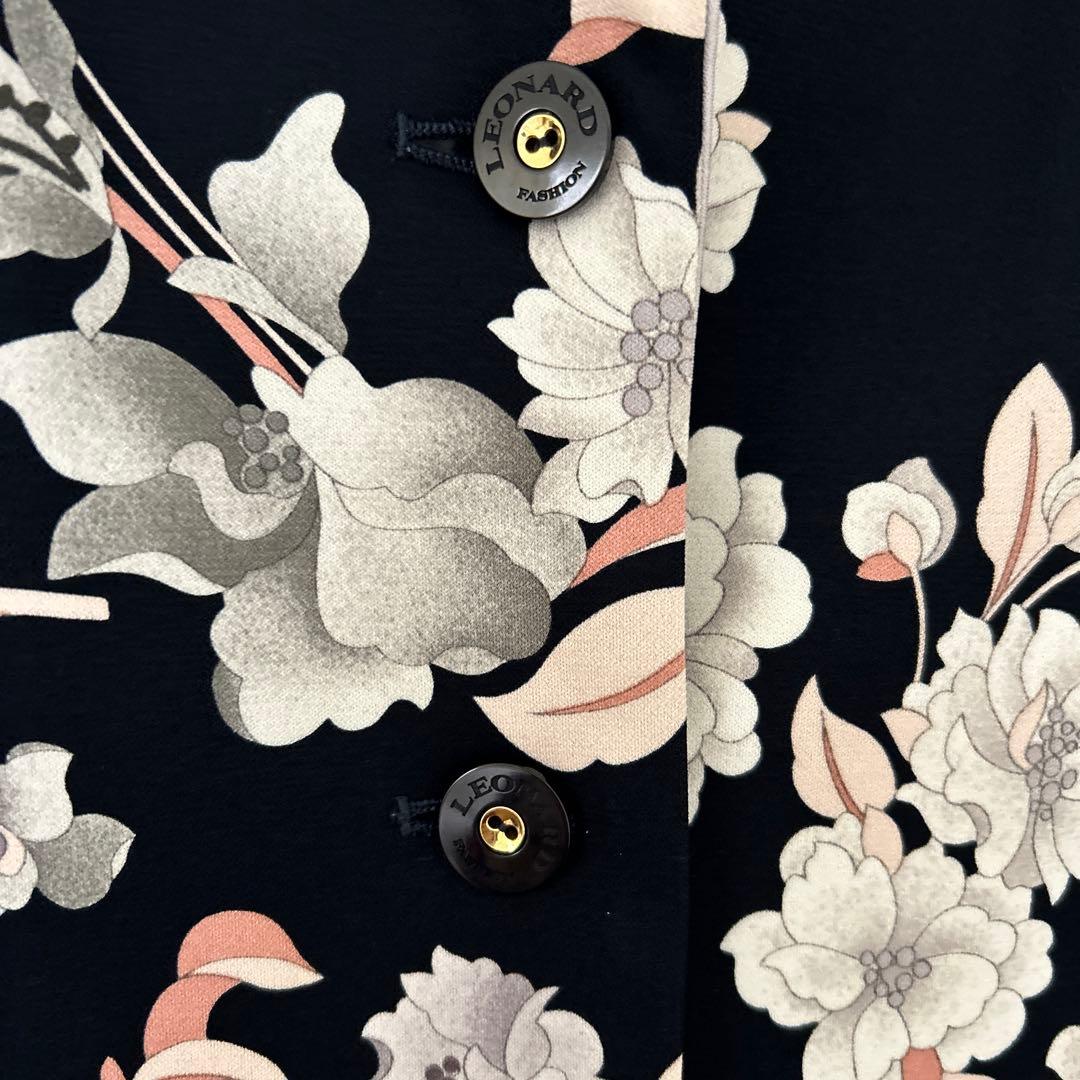 LEONARD サイズ　40 ブラックフラワープリント テーラードジャケット