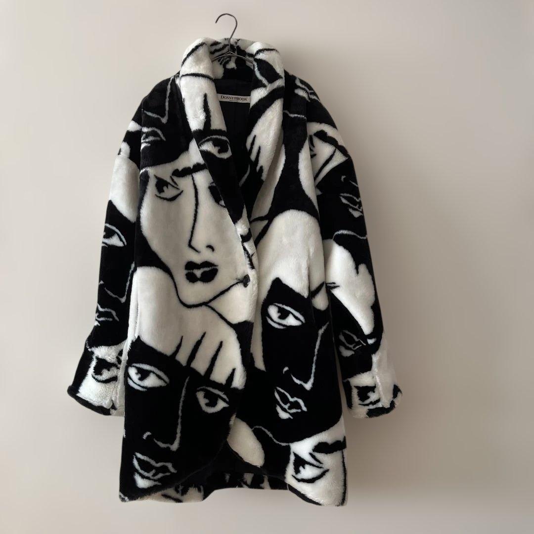 80s DONNYBROOK USA製 face柄 fakefar coat