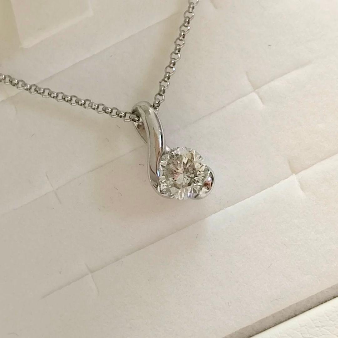 プラチナ　ダイヤモンド　約 0.4ct　1粒　しずく　ドロップ　ネックレス