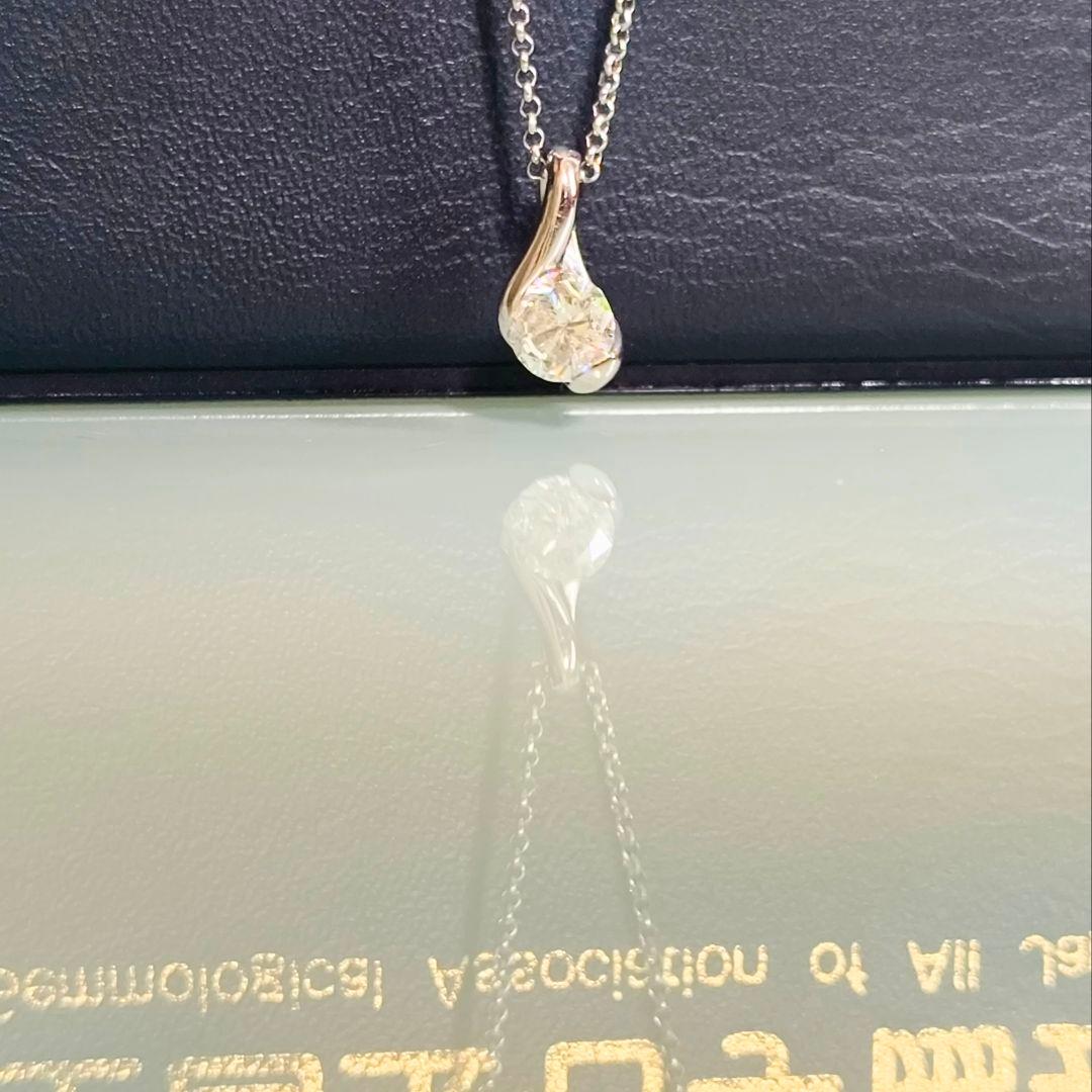 プラチナ　ダイヤモンド　約 0.4ct　1粒　しずく　ドロップ　ネックレス