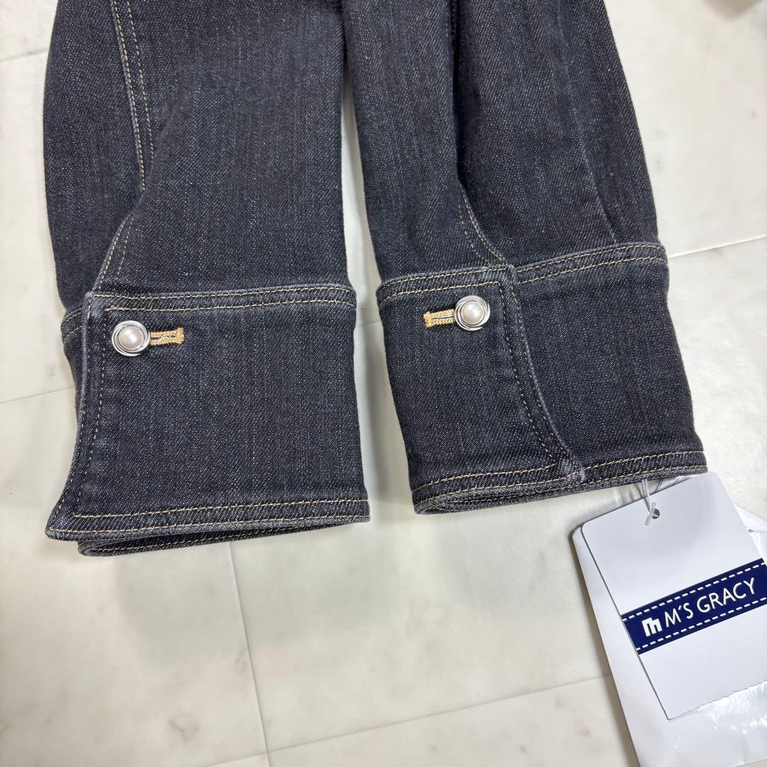 M’S GRACY★新品★ファーリボンデニムジャケット パールボタン ストレッチ