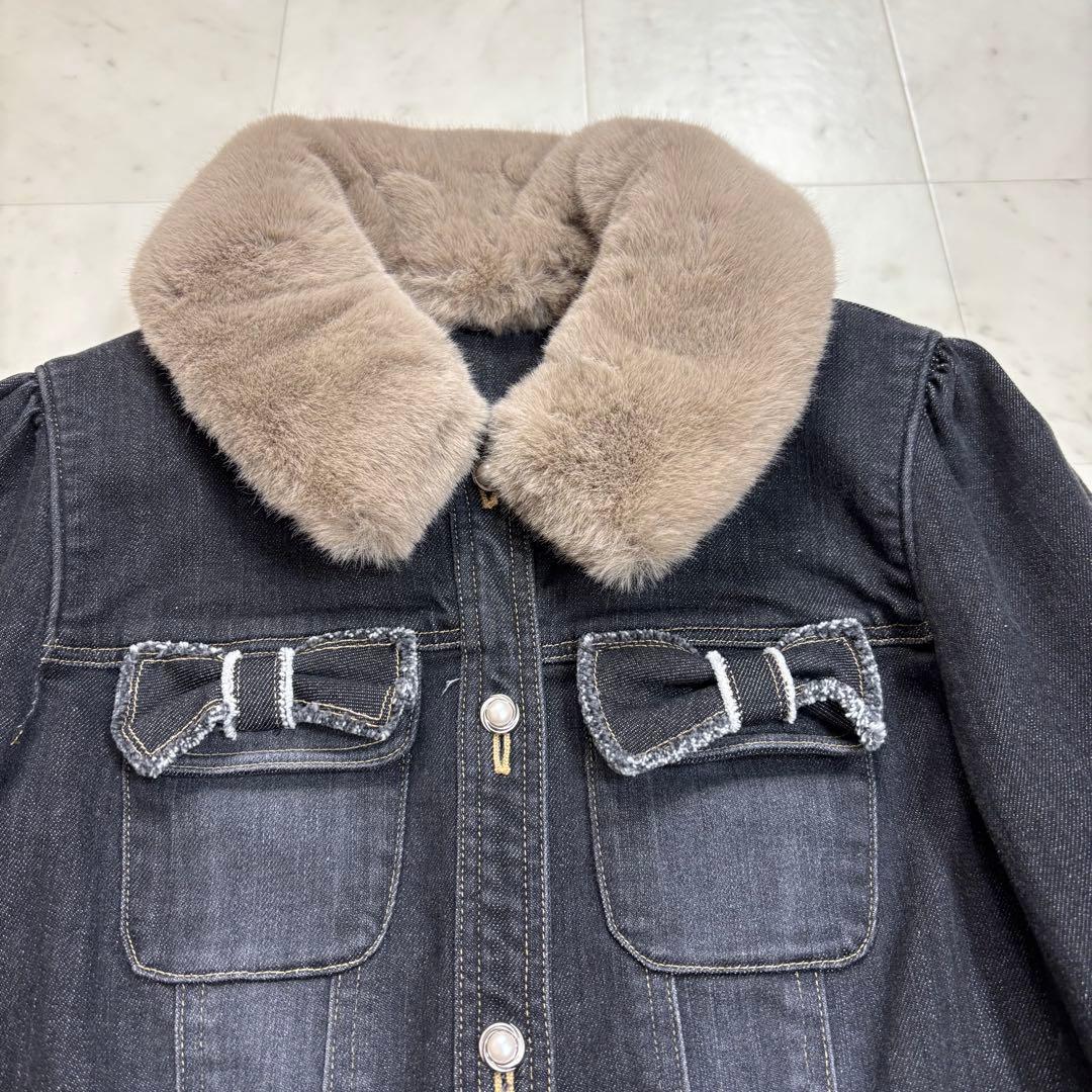 M’S GRACY★新品★ファーリボンデニムジャケット パールボタン ストレッチ