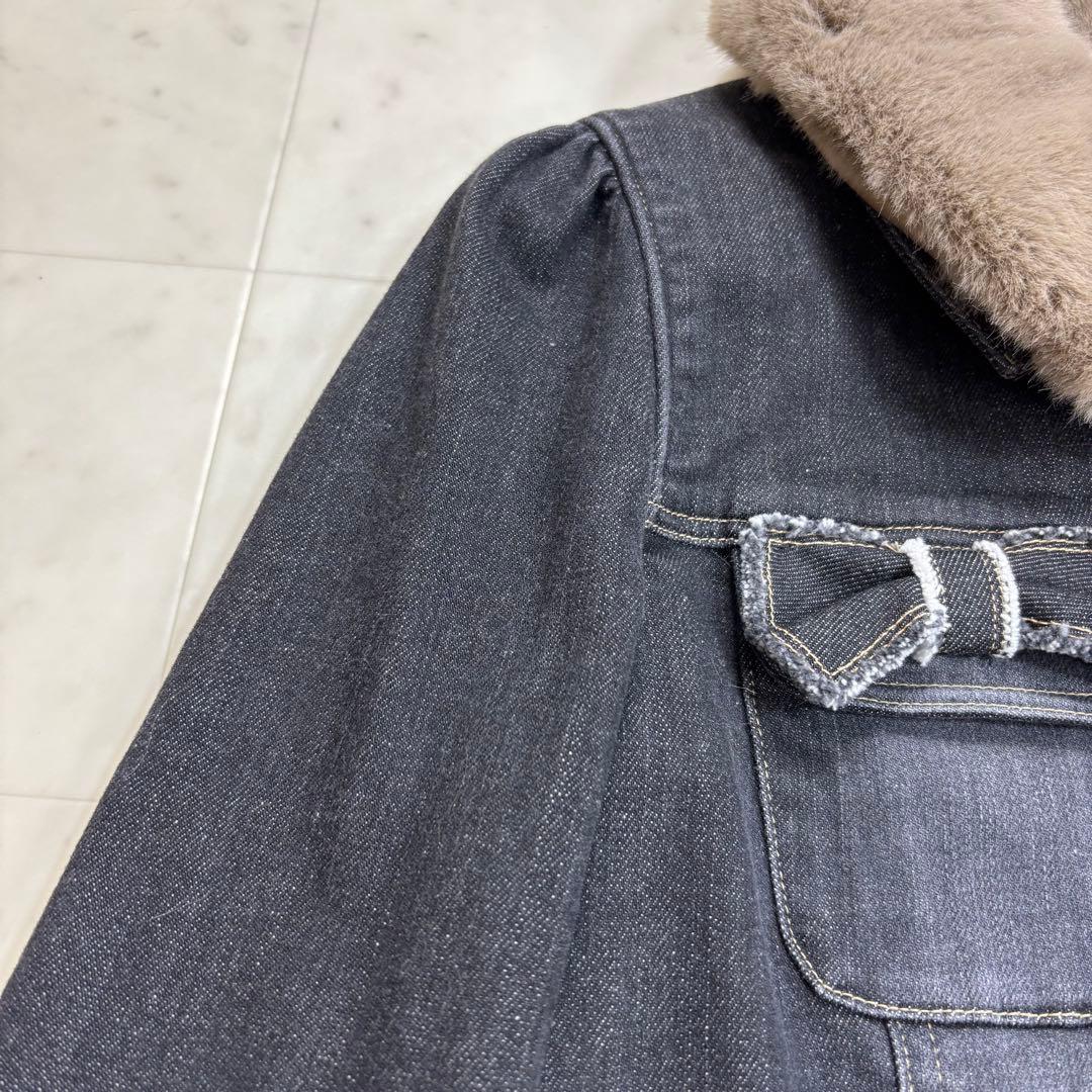 M’S GRACY★新品★ファーリボンデニムジャケット パールボタン ストレッチ