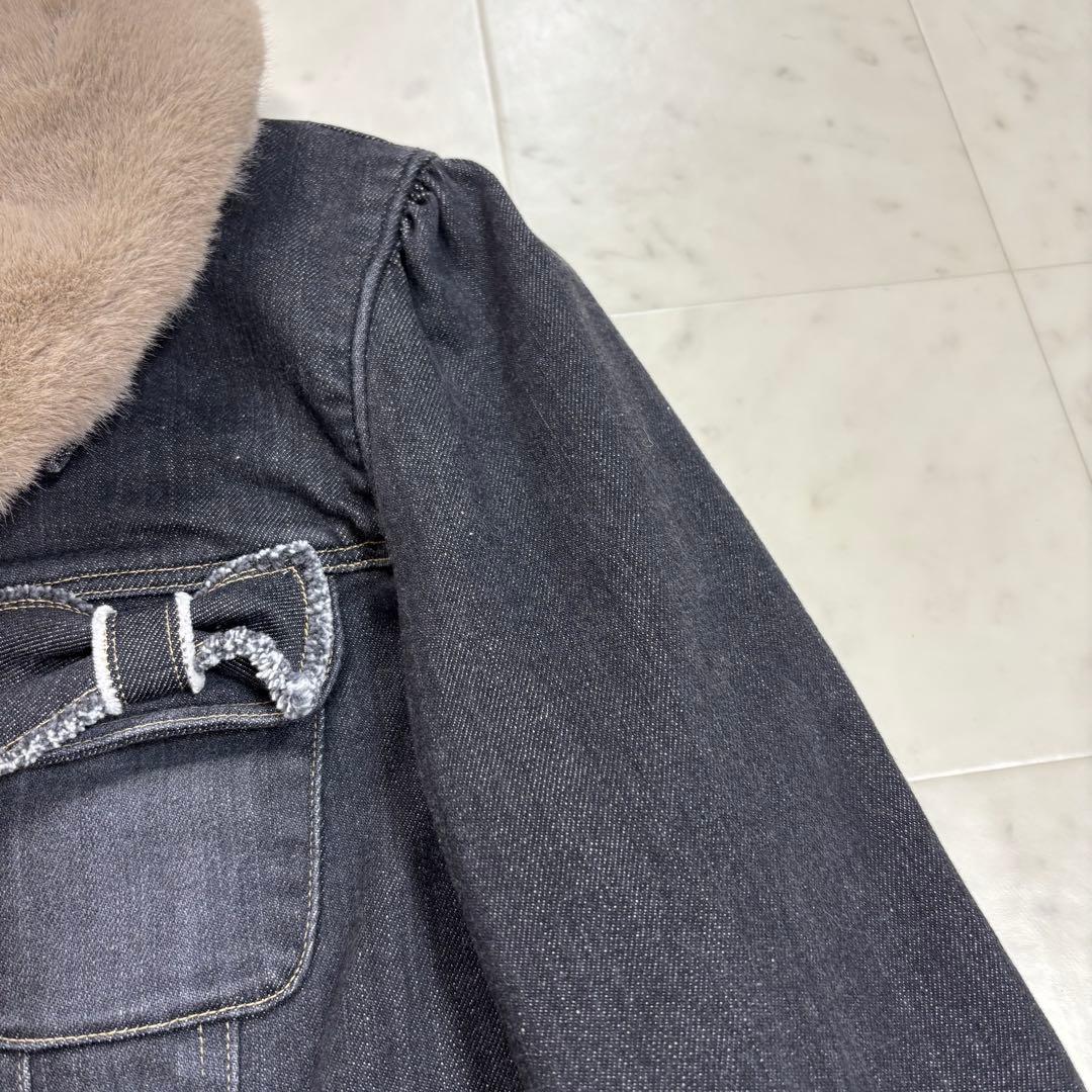 M’S GRACY★新品★ファーリボンデニムジャケット パールボタン ストレッチ