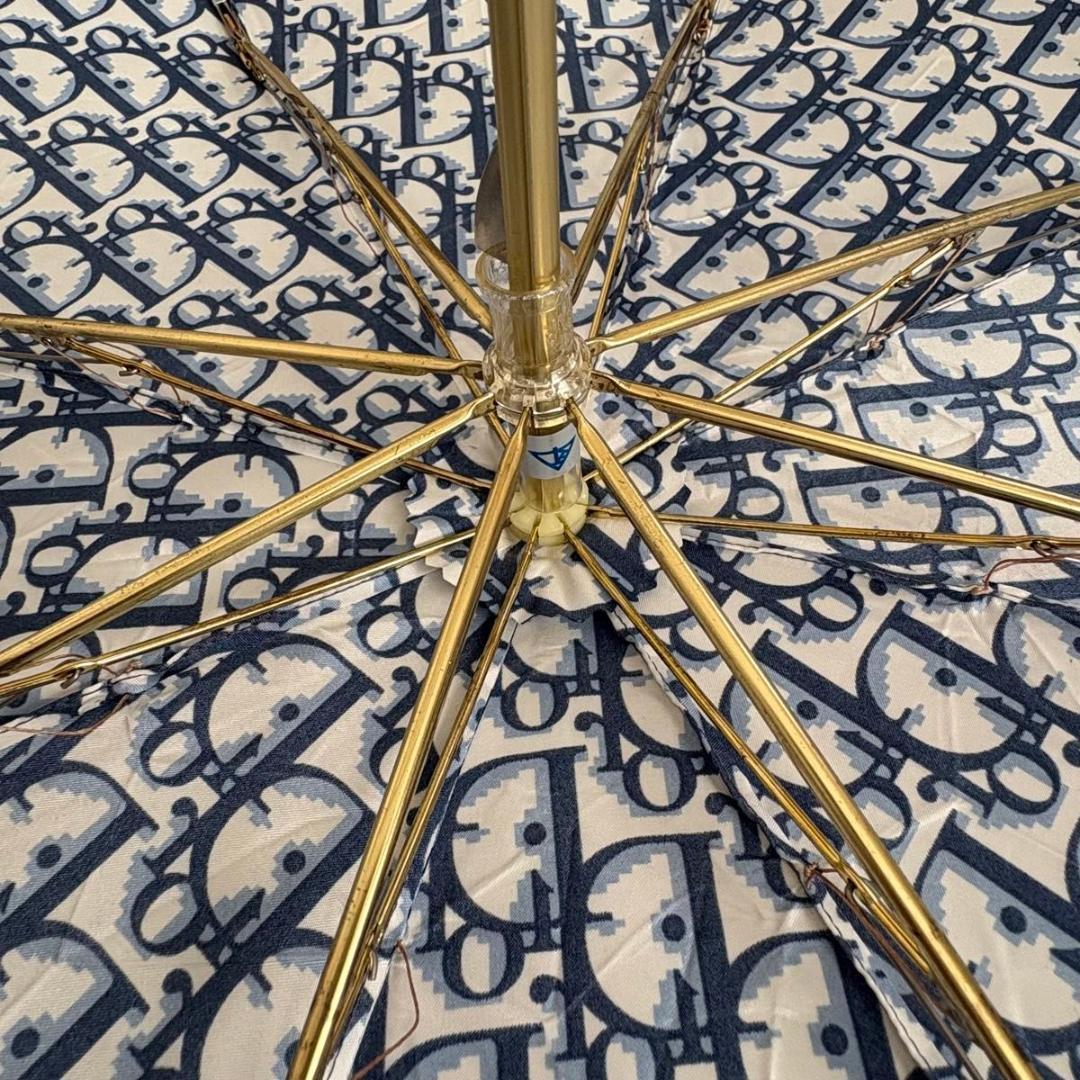 Christian Dior トロッター 折りたたみ傘 保管袋付き　ネイビー