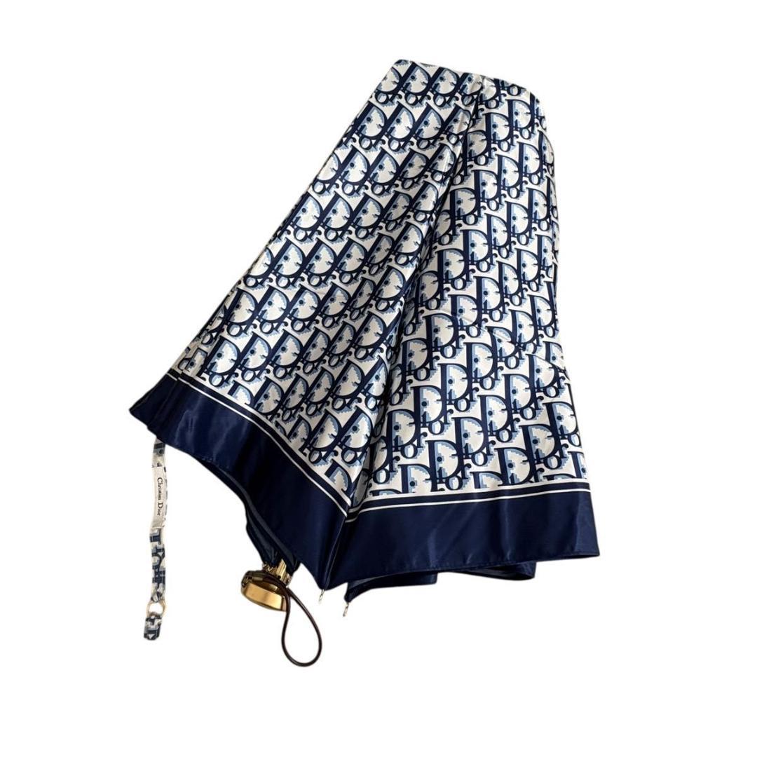 Christian Dior トロッター 折りたたみ傘 保管袋付き　ネイビー