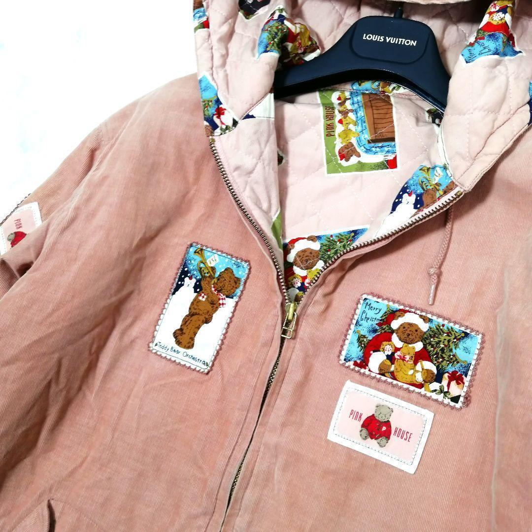 ピンクハウス　ブルゾン　羽織　キルティング　フード　ゼッケン　BEAR F　くま