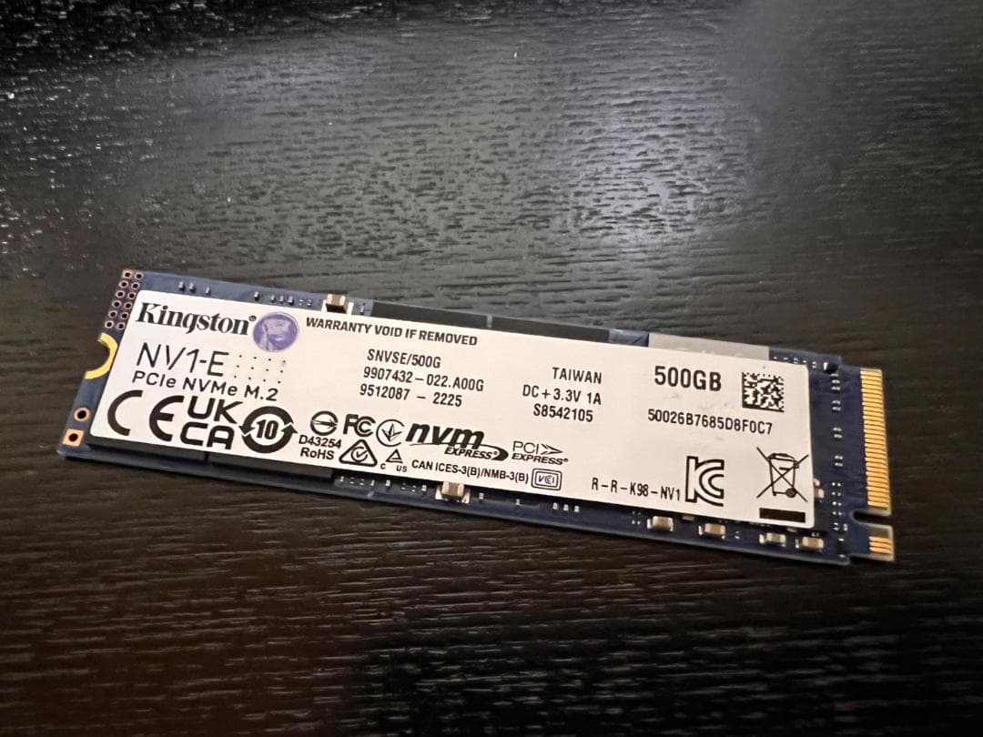 KINGSTON M.2 500GB PCIe3.0 稼働少