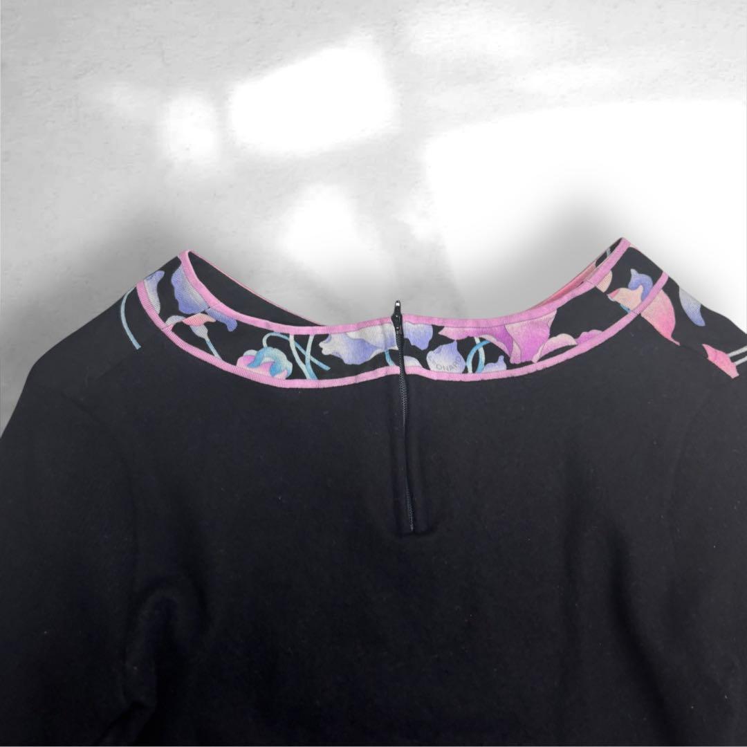 レオナール カシミヤウール　 ビジュー ブラウス ニット トリム　40（H1