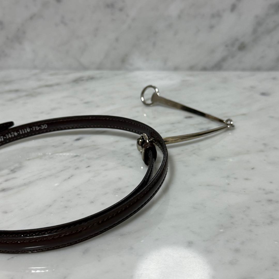 GUCCI グッチ ベルト 細ベルト 本革 レザー ホースビット シルバー 銀