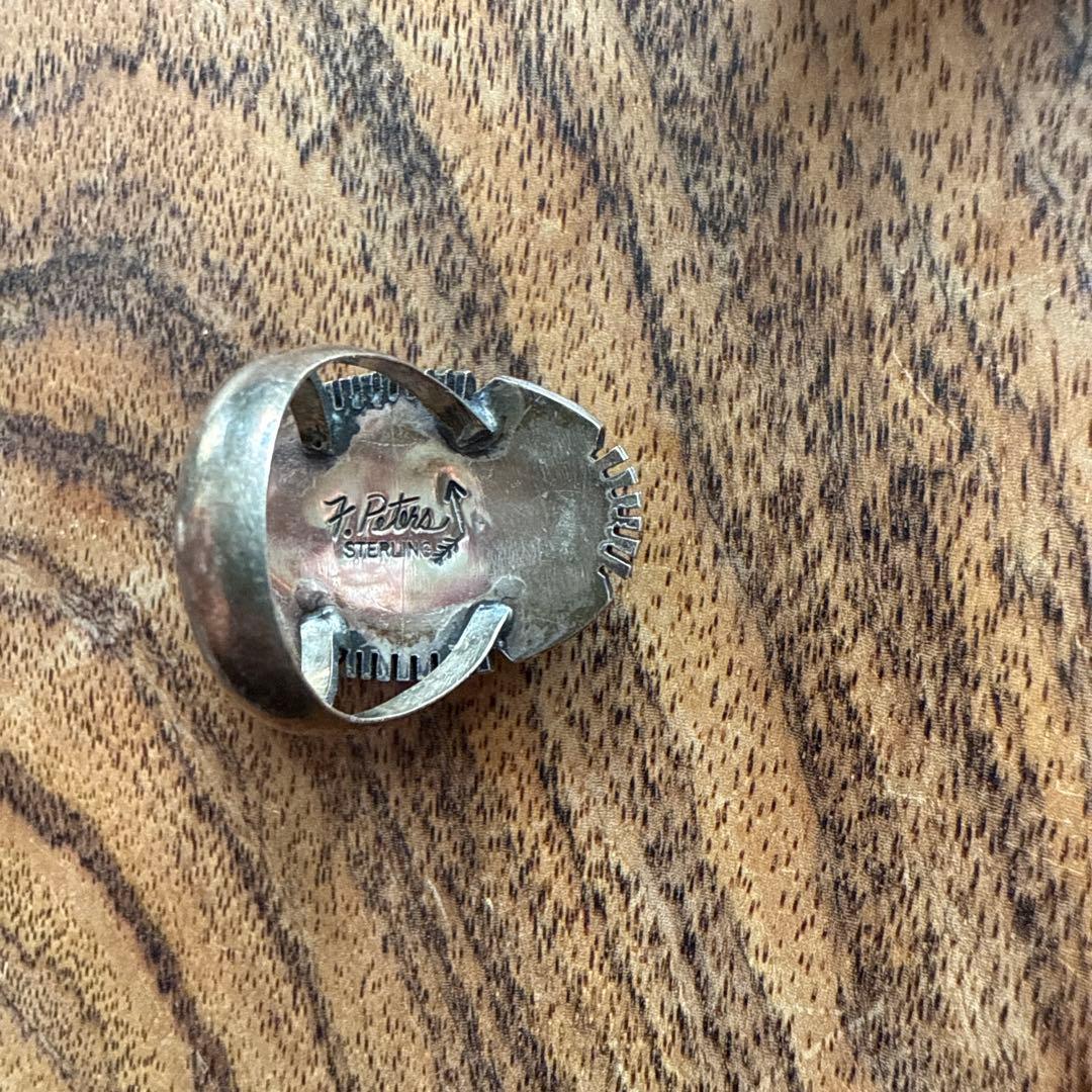 ナバホ族 インディアンジュエリー ナンバーエイト ターコイズ リング 13号