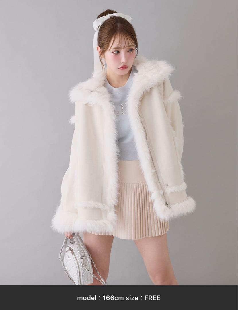 最終値下げ　ムートンミドルコート　ムートンコート　白コートniceclaup