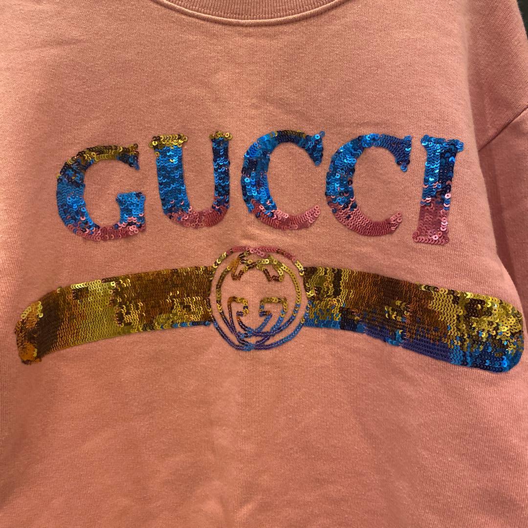 【美品】8A 140㎝　GUCCI グッチ　スパンコール　トレーナー　ピンク