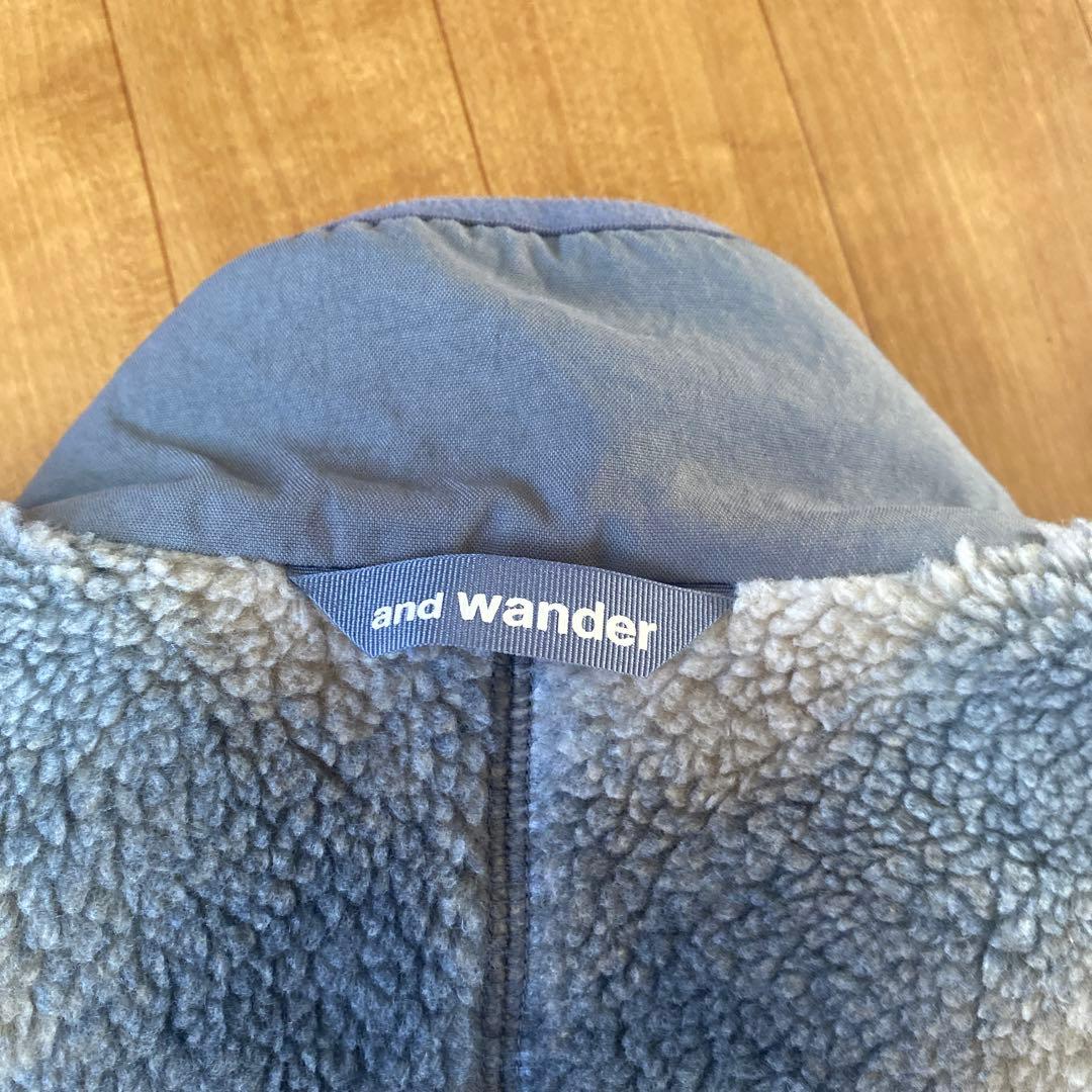 and wander チェック柄 フリース　ベスト　XL