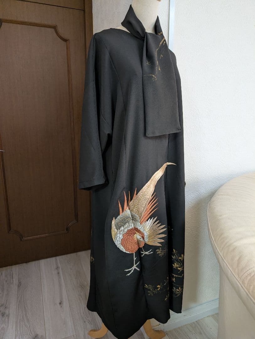 値下！新品留袖ドレス・ワンピース着物リメイク絹М〜LL結婚式パーティー裾直し無料