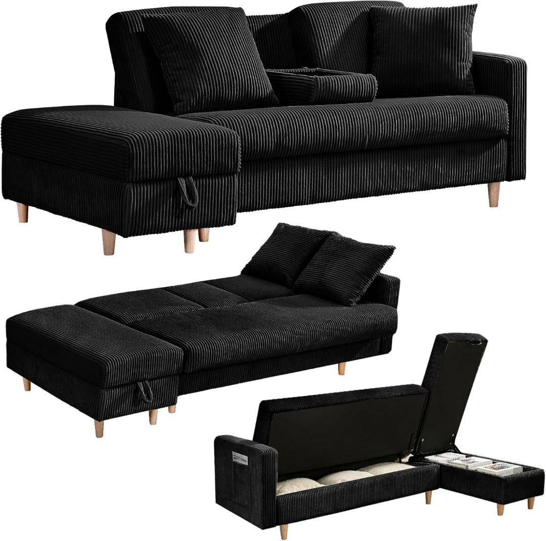 ソファ　ソファーベッド　3人掛け　オットマン付き　多機能ソファ　クッション2個