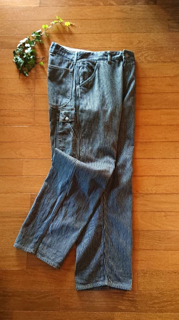 45R☆藍染め＊モンブラウンヒッコリー908山ペインターパンツ30インチ/深藍♪