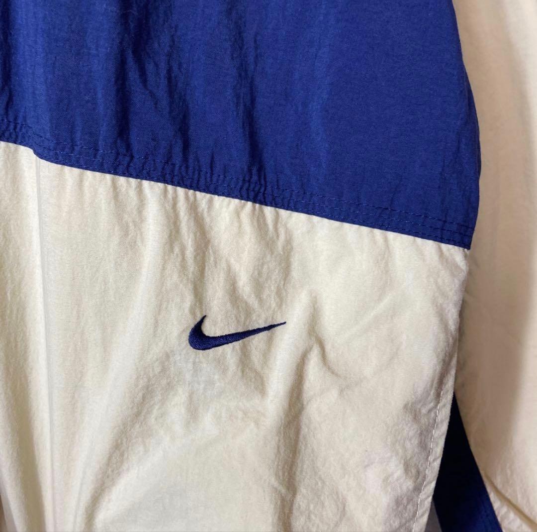 【背面ビッグ刺繍ロゴ◎】NIKEナイロンジャケット古着銀タグMツートンカラー