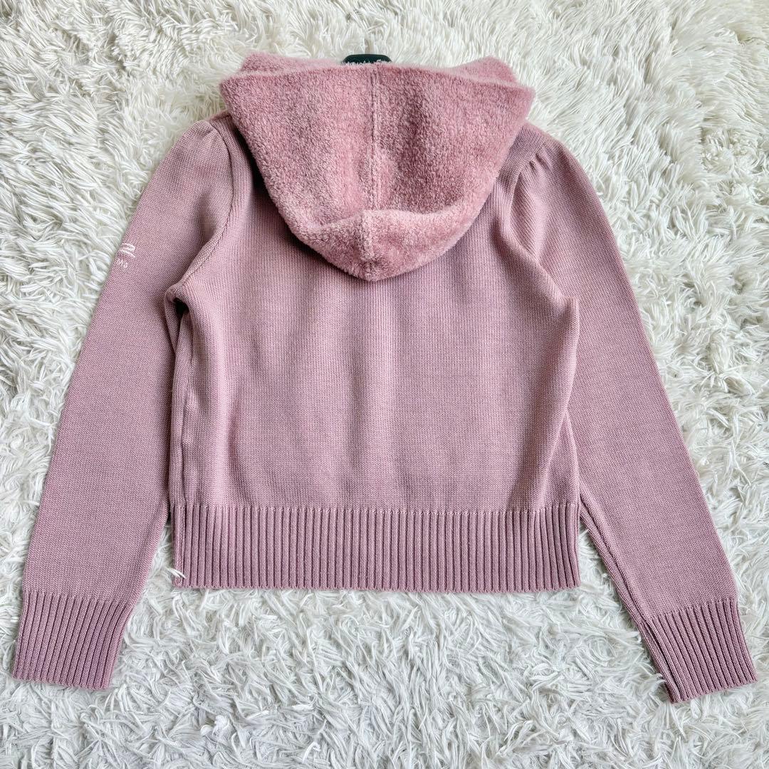 極美品♡エムズグレイシー フード付きニットパーカー リボン刺繍 ダブルジップ L