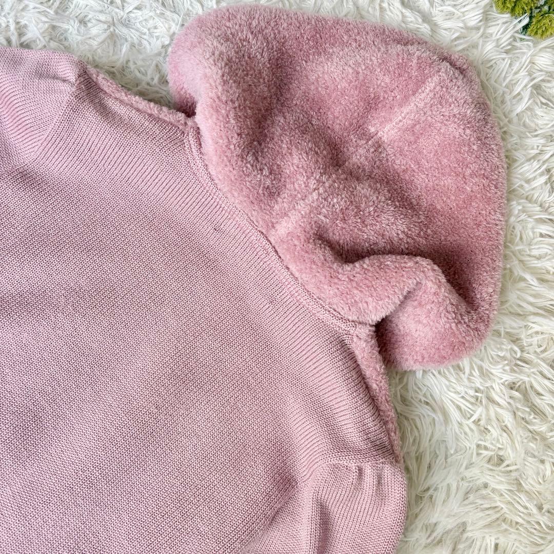 極美品♡エムズグレイシー フード付きニットパーカー リボン刺繍 ダブルジップ L