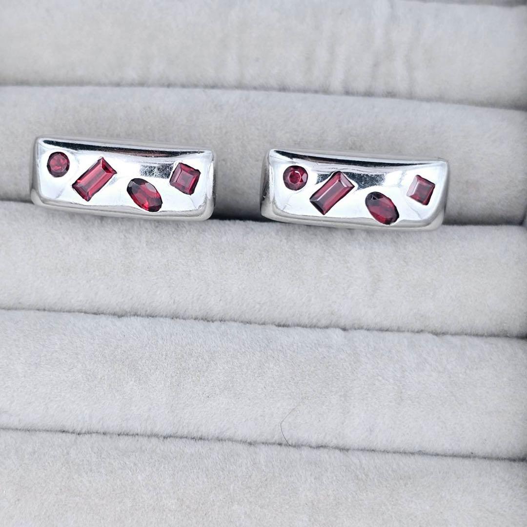 ★TATEOSSIAN★ カフリンクス ストーン レッド SV925 シルバー
