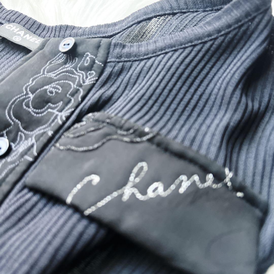 美品　CHANEL シャネル　トップス　シルク　刺繍　エンブロイダリー　ベスト