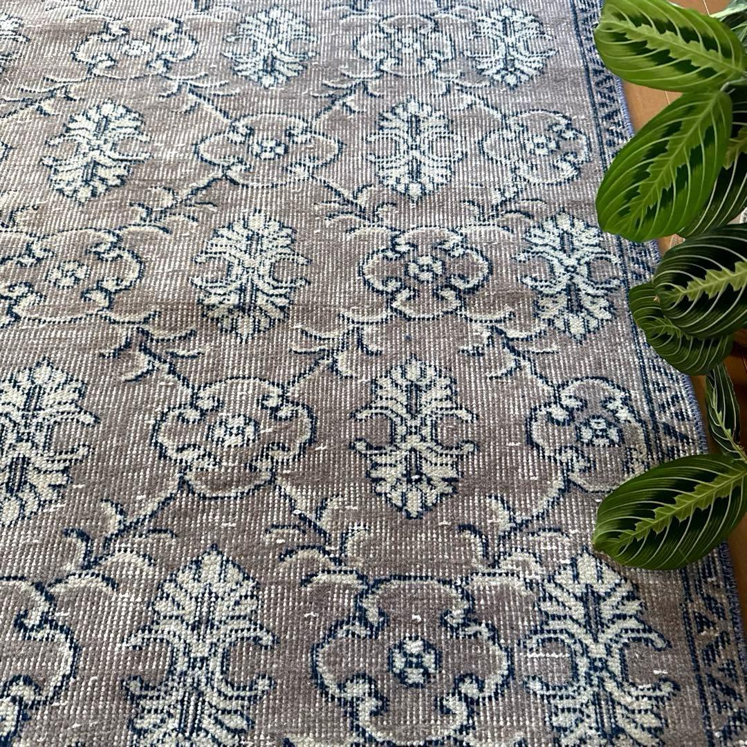 超大判162×282レアボタニカル紋章 グレージュ　トルコヴィンテージラグ