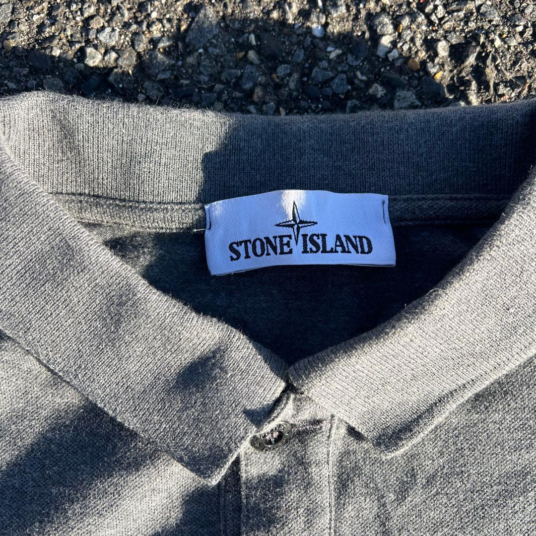 STONE  グレー 長袖ポロシャツ