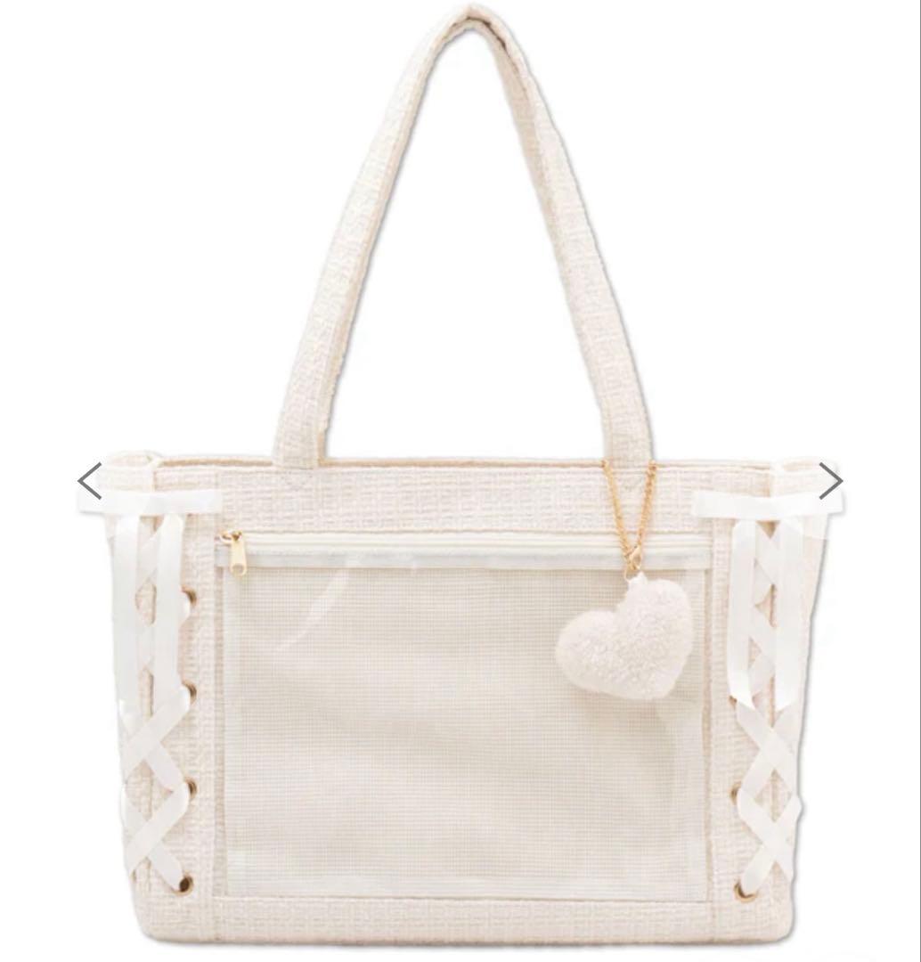 花*様 WEGO ツイードレースアップ痛バッグS オフホワイト