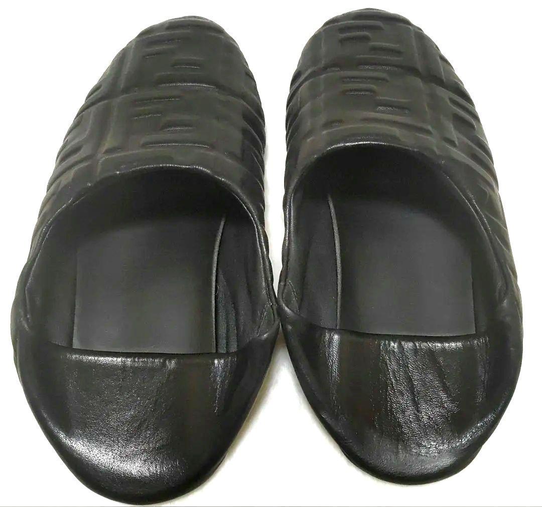 中古美品FENDI FFナッパシューズ ラムレザー 26cmスリッポンサイズ7