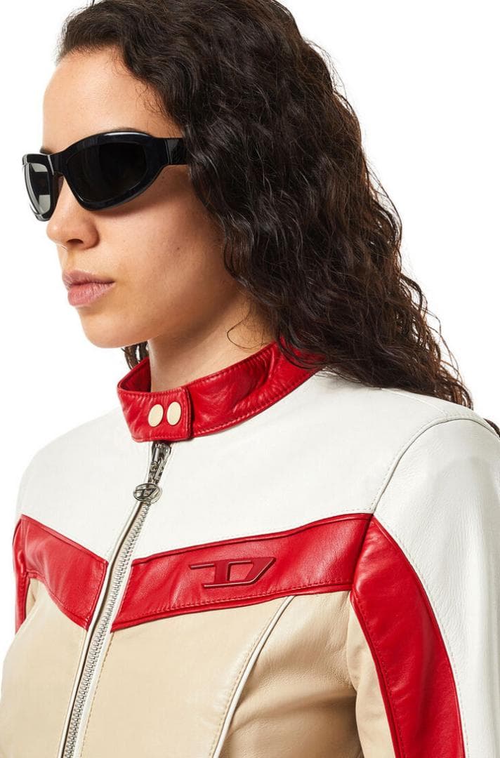 未使用　定価22万　ディーゼル Dロゴ　ライダース　レザージャケット レッド