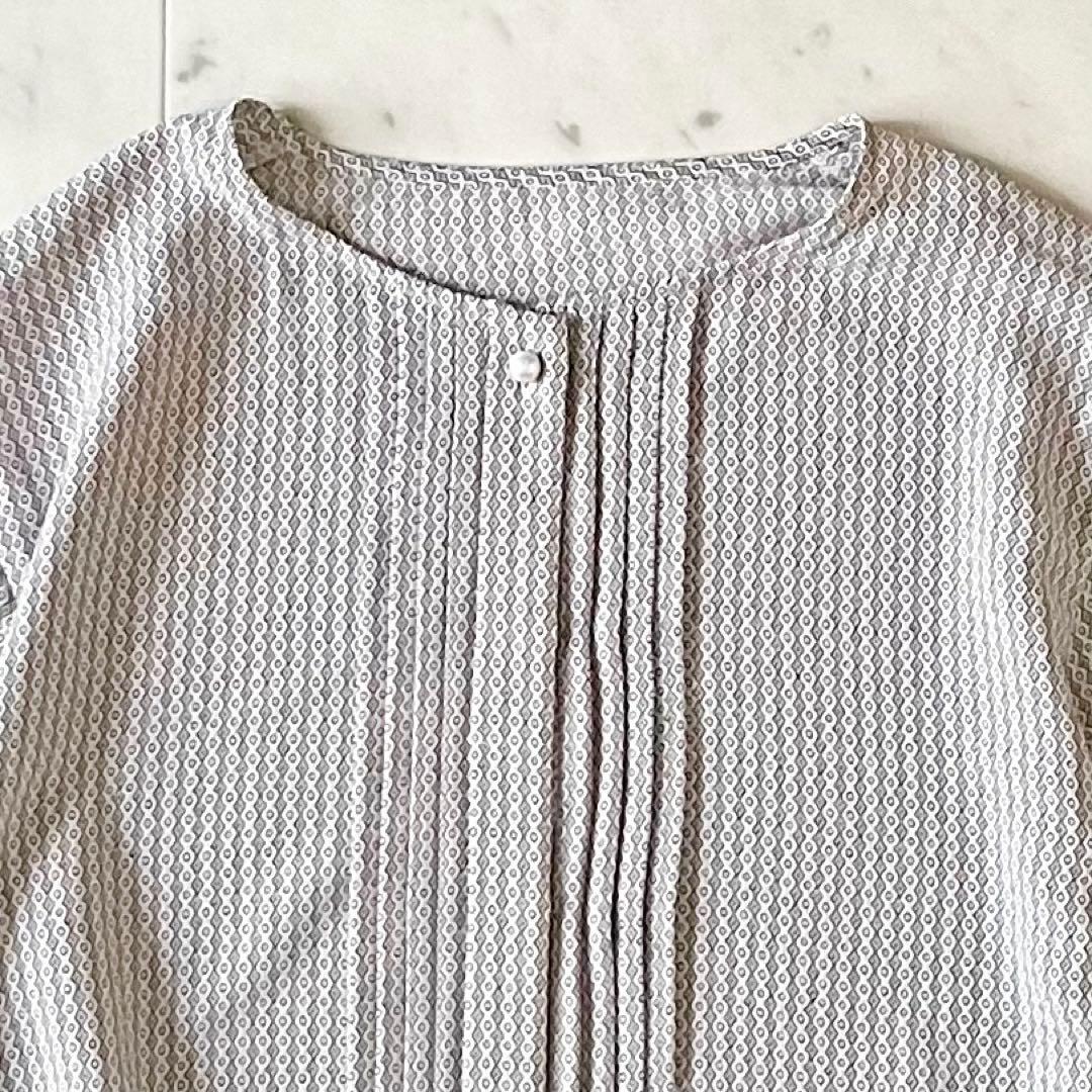 タグ付未使用♪23区 ヴィンテージプリントピンタックブラウス 44 大きいサイズ