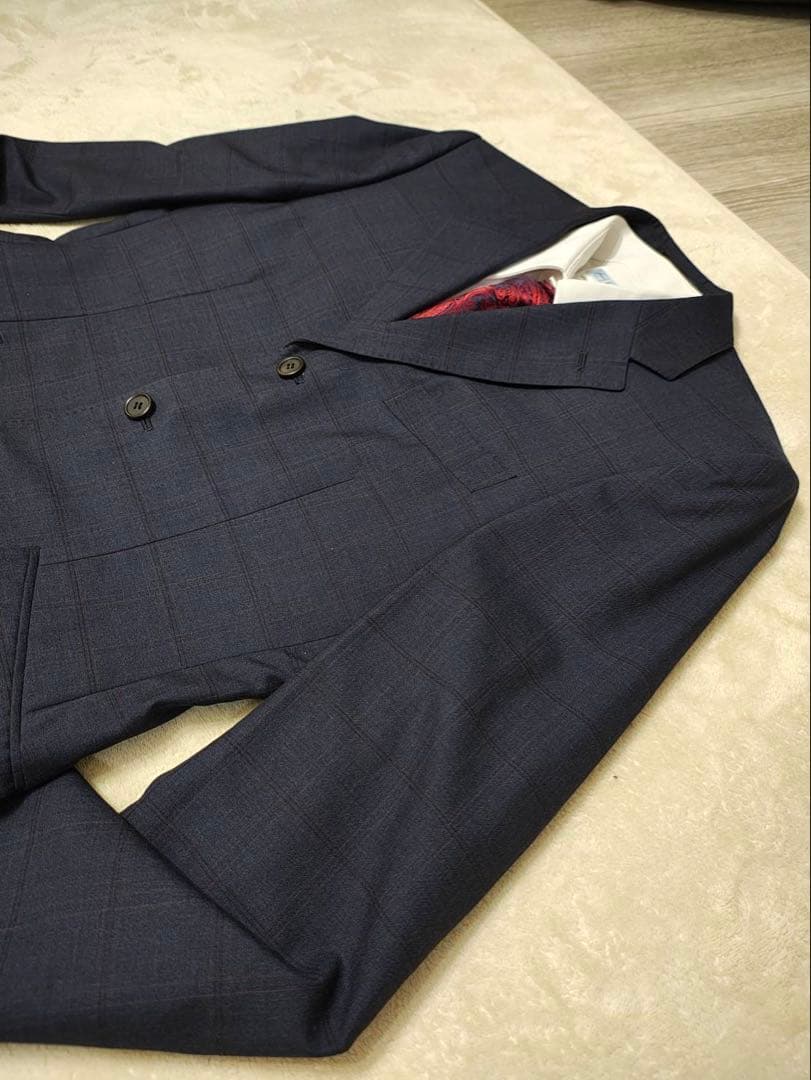 【極美品】ポールスミス　ロンドン　ネイビーチェック柄スーツ　上下セット（M〜L）