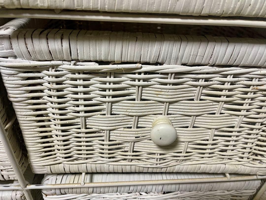 ラタンチェスト ランドリーチェスト ホワイト アンティーク調