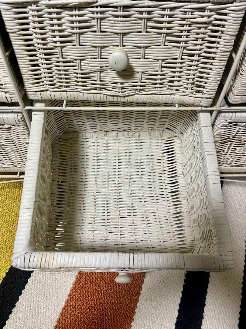 ラタンチェスト ランドリーチェスト ホワイト アンティーク調