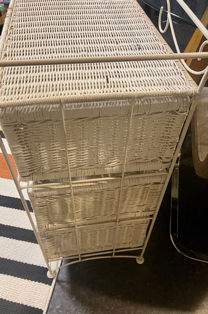 ラタンチェスト ランドリーチェスト ホワイト アンティーク調