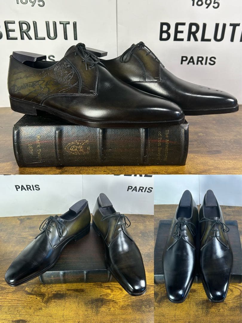 希少 付属品完備　Berluti デムジュール プレーントゥ レザーシューズ 8