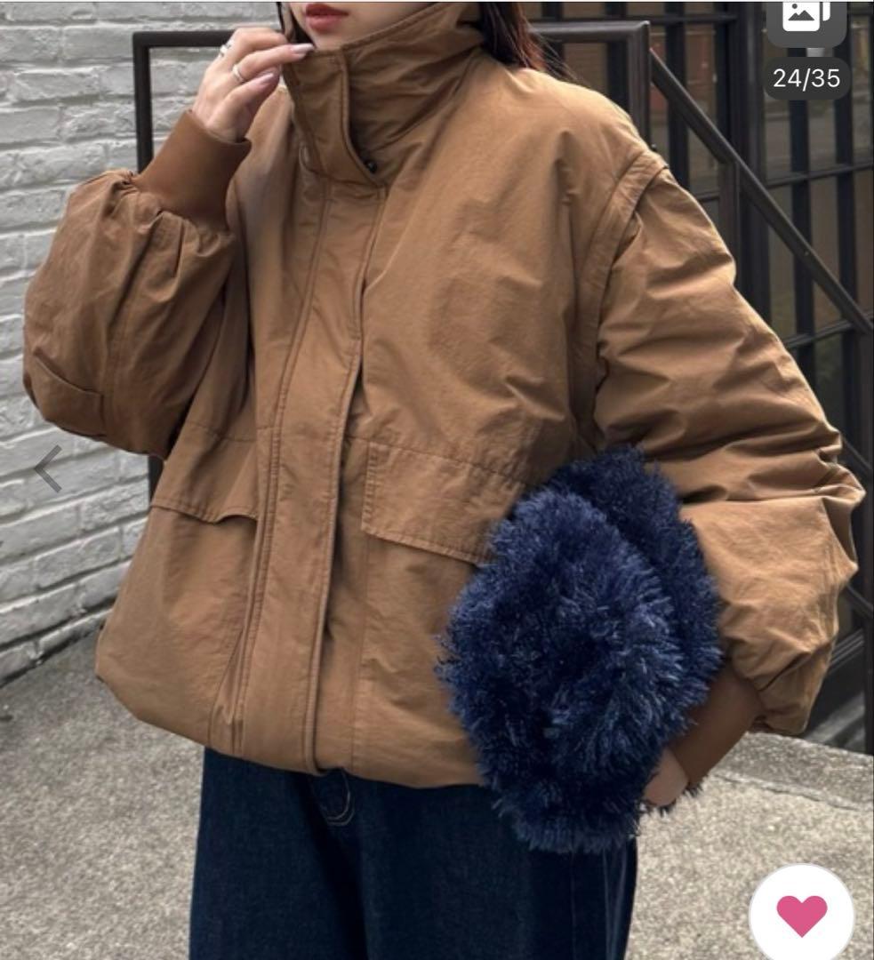 ブラウン スタンドカラー ジャンパー ONE SIZE