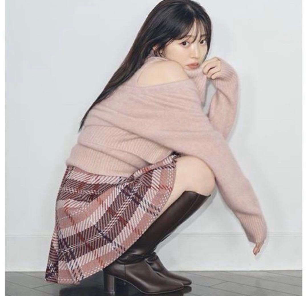 【美品】SNIDEL スナイデル ロービングチェックミニスカート PNK