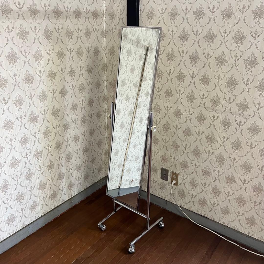 【インダストリアル】アイアンフレーム メタル キャスター付 ミラー 全身鏡 姿見